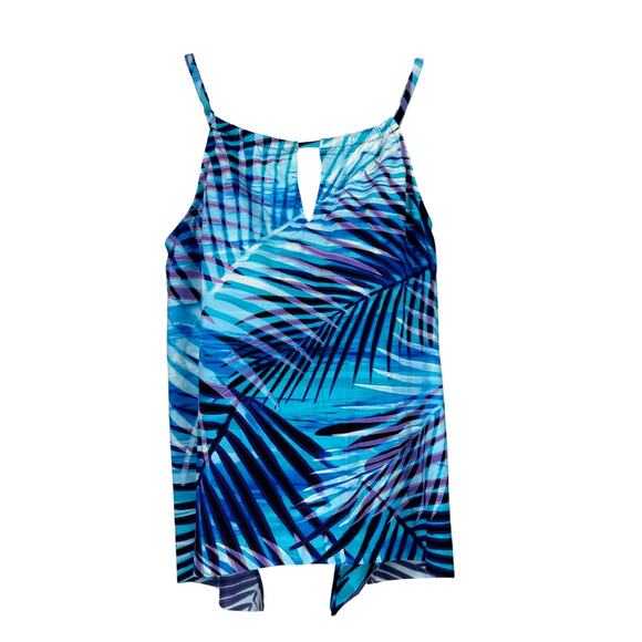 Miraclesuit NWT Palm Reader Peephole Tankini Top Blue Size 12 Bra Top Adjustable - Picture 3 of 10